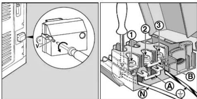 INDESIT K3C51(W)U - Instalação do cabo de alimentação - 1