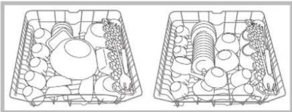 INDESIT DFP 273 NX FR - Loading examples for the upper rack - 1