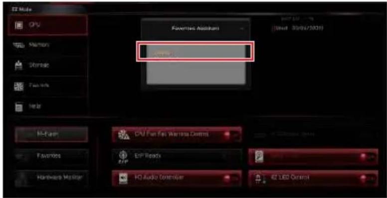 MSI MEG Z490 Godlike - Um ein BIOS-Punkte von Favoritenmenu zu Löschen - 1