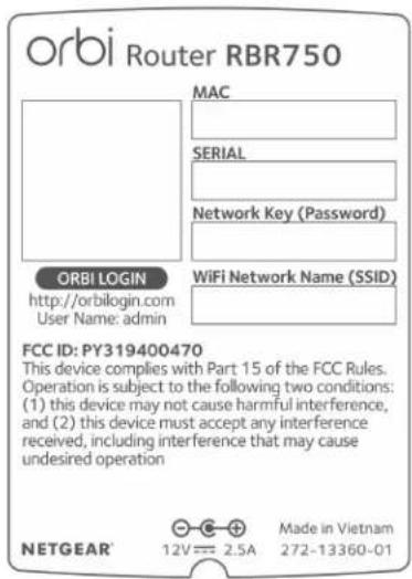 NETGEAR Orbi RBS750 - Étiquettes de routeur et de satellite - 1