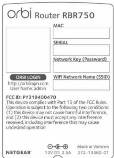 NETGEAR Orbi RBK753 - Étiquettes de routeur et de satellite - 1