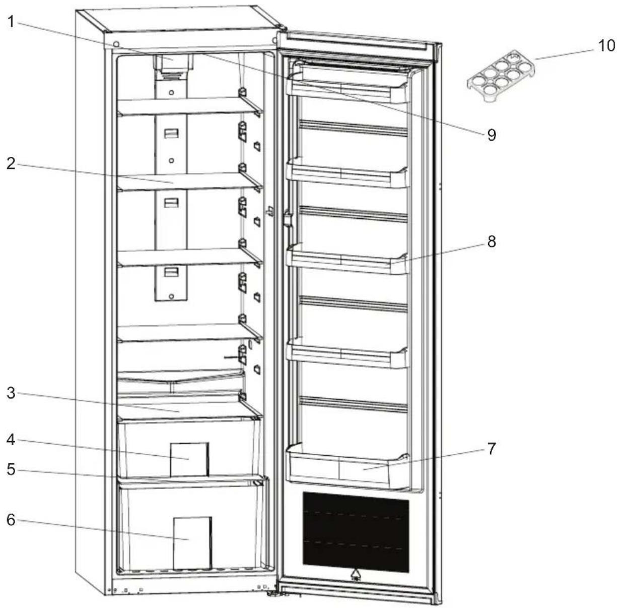 WALTHAM WRL349FLX - DE ONDERDELEN VAN HET TOESTEL EN DE COMPARTIMENTEN - 1