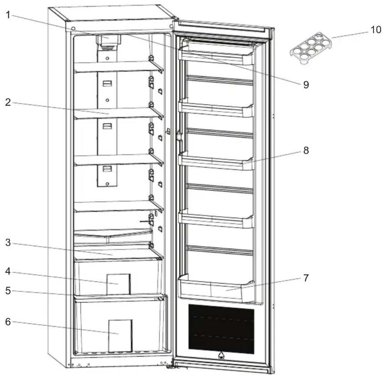 WALTHAM WRL349FLX - TEILE UND FÄCHER DES GERÄTES - 1