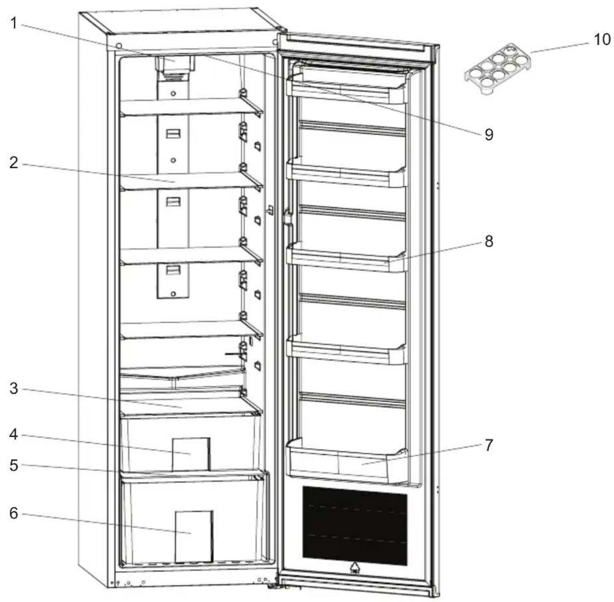 WALTHAM WRL349FLX - Les parties de l'appareil et les compartiments - 1