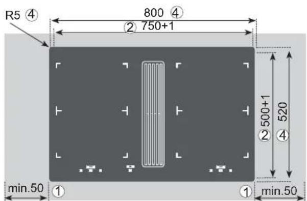 BAUKNECHT CTDI K 840C NE - Possibilità di montaggio: Incasso appoggiato Misure in mm - 1