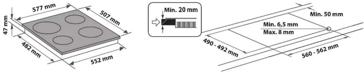 BAUKNECHT CTAR 7642 IN - DIMENSIONES Y DISTANCIAS QUE DEBEN RESPETARSE - 2