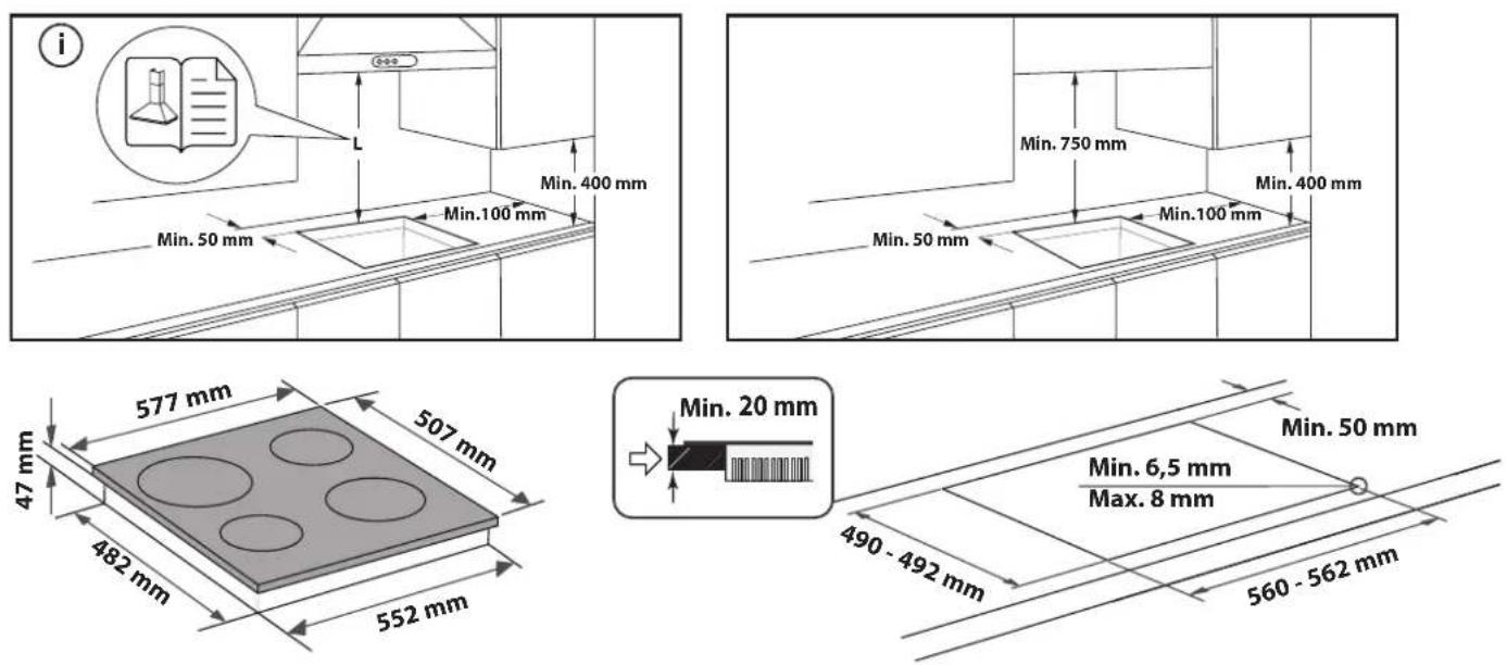 BAUKNECHT CTAR 7642 IN - DIMENSIONS AND DISTANCES TO BE MAINTAINED - 1