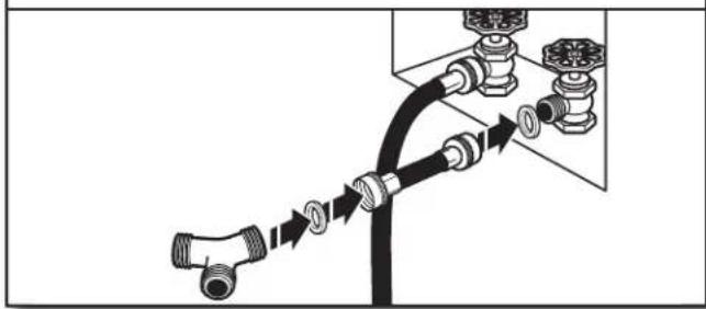 WHIRLPOOL YWED5100HW - Sujete la manguera corta y el conector en "Y". - 1