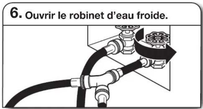 WHIRLPOOL YWED5100HW - Fixer le long tuyau au raccord en « y » et serrer les raccords - 4