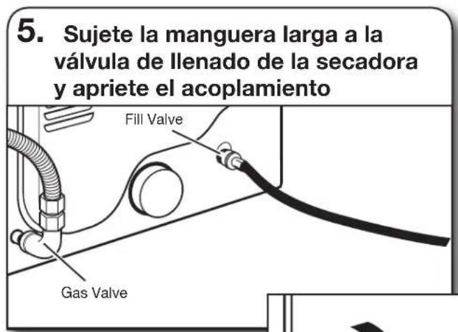WHIRLPOOL YWED5100HW - Sujete la manguera larga al conector en "Y" y apriete los acoplamenteos - 2