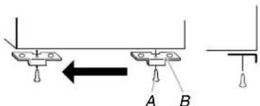 Diagram showing two labeled mechanical or electrical components with connection points A and B, and an arrow indicating a directional relationship.