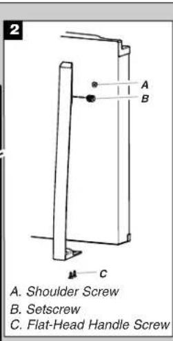 A. Shoulder Screw B. Setscrew C. Flat-Head Handle Screw