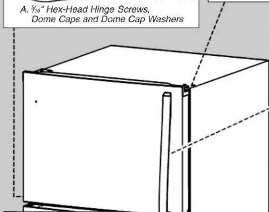 A. 5/16" Hex-Head Hinge Screws, Dome Caps and Dome Cap Washers