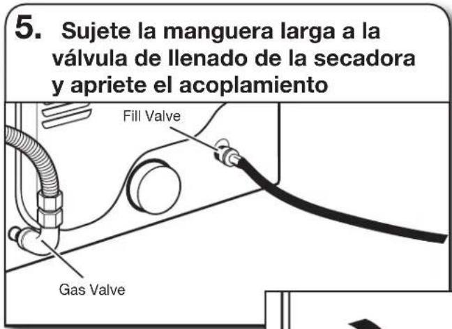 WHIRLPOOL YWED7120HC - Sujete la manguera larga al conector en "Y" y apriete los acoplamientos - 2