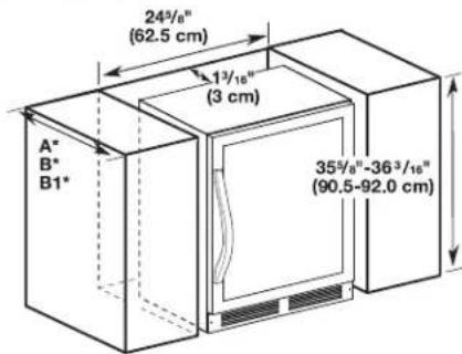 24³/8" (62.5 cm) 1³/16" (3 cm) A* B* B1+ 35⁵/8"-36³/16" (90.5-92.0 cm)