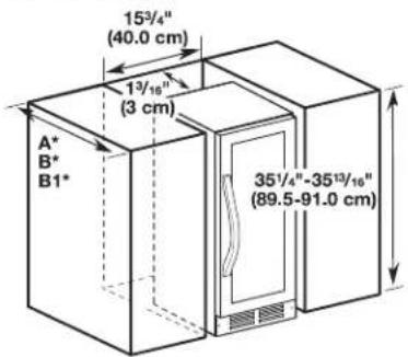 15³/₄" (40.0 cm) 1³/₁₆" (3 cm) A* B* B1* 35¹/₄"-35¹³/₁₆" (89.5-91.0 cm)