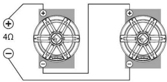 Rockford Fosgate M28B - Options de cablage en série de woofer - 1