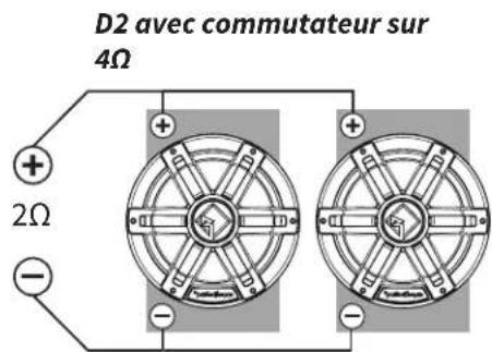 Rockford Fosgate M28B - Options de cablage en parallele de woofer - 2