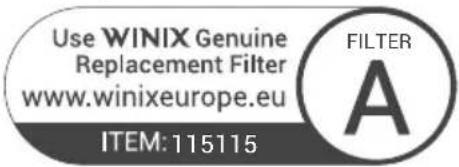 Use WINIX Genuine Replacement Filter www.winixeurope.eu ITEM:115115 FILTER A
