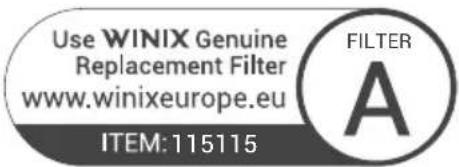 Use WINIX Genuine Replacement Filter www.winixeurope.eu ITEM:115115 FILTER A