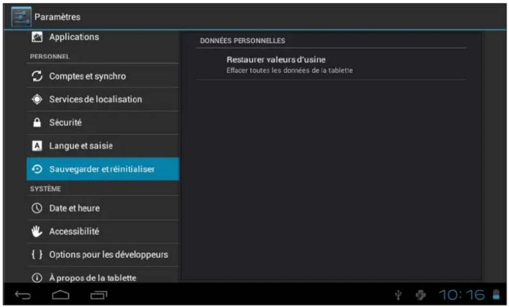 HANNSPREE HANNSpad SN70T3 - Sauvegarder et réinitialiser - 1