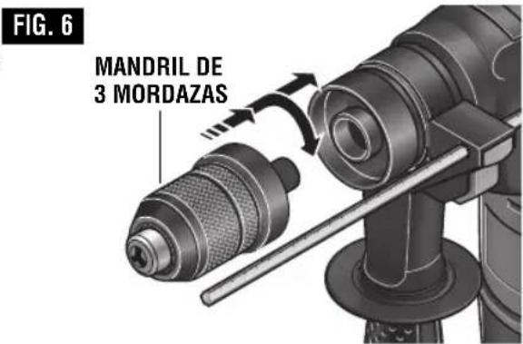 BOSCH RH328VC - INSTALACION DEL MANDRIL DE 3 MORDAZAS (modelo RH328VCQ solamente) (No includa, disponible como accesorio) - 1