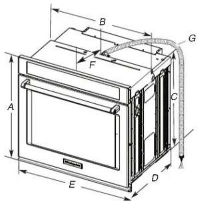 KITCHENAID KOSE507EBS - Dimensions du produit – Fours simples - 1