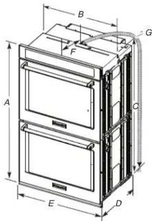 KITCHENAID KODE507EBS - Dimensiones del producto, hornos dobles - 1
