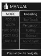 Human Touch Sana - USO DE LOS MODOS DE MASAJE MANUAL - 2