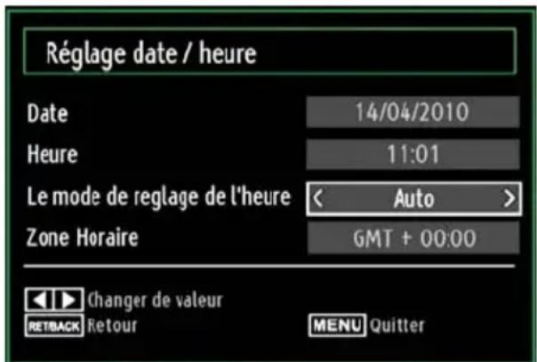 TECHWOOD VL26HDTV1001 - Configuration date / heures - 1