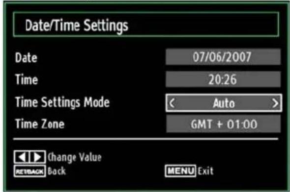 TECHWOOD VL26HDTV1001 - Configuring Date/Time Settings - 1
