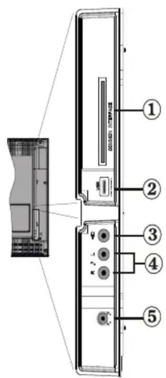 TECHWOOD VL26HDTV1001 - Affi chage des branchements - Connecteurs lateraux - 1