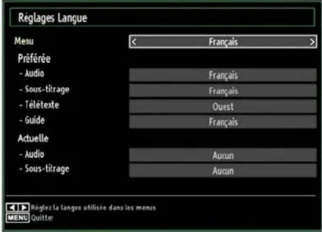 TECHWOOD VL26HDTV1001 - Configuration des préférences linguistiques - 1