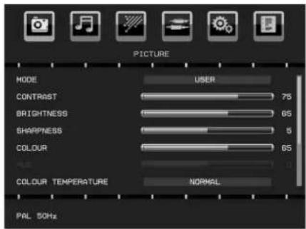 TECHWOOD VL19TV1001 - Analogue TV Menu System - 1