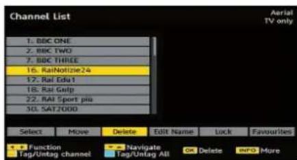 TELEFUNKEN TF2636X880LU - Deleting the Channels in the Channel List - 1