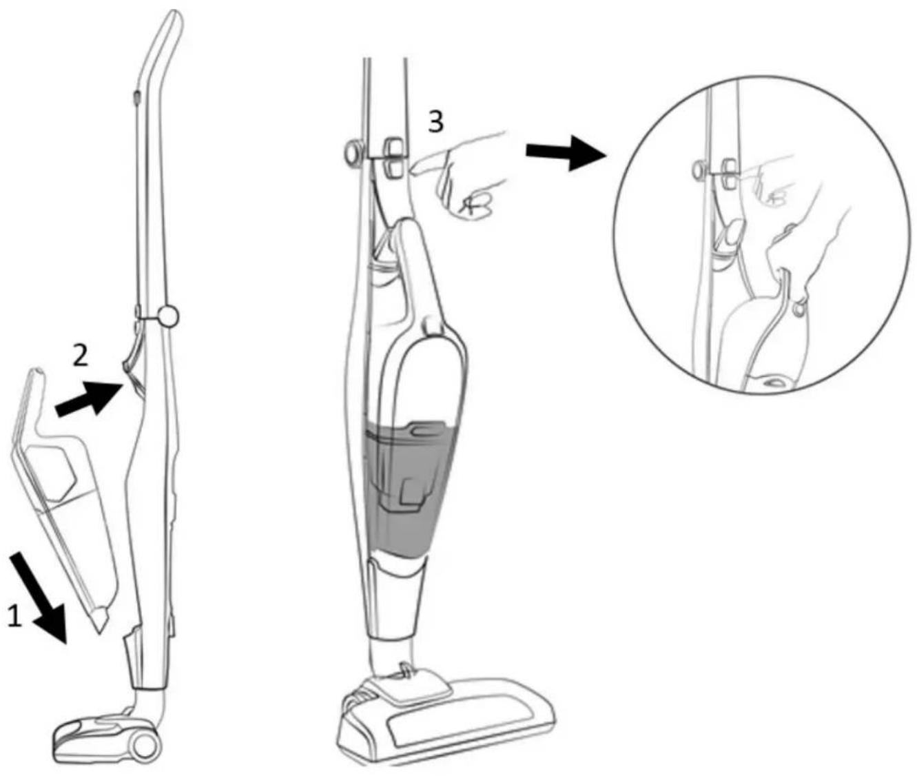 TELEFUNKEN HCTB5 - Mise en place de l'aspirateur à main et accessoires dans le corps de l'appareil - 2