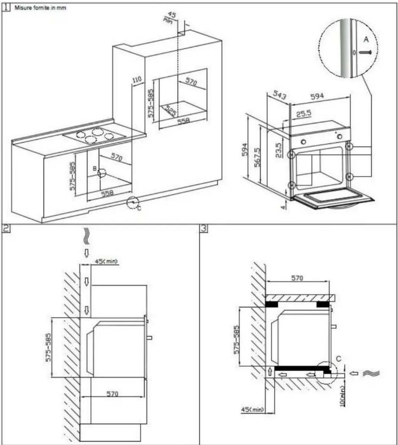 CATA GIGA 750 BK - Installation of Built-in Ovens - 1