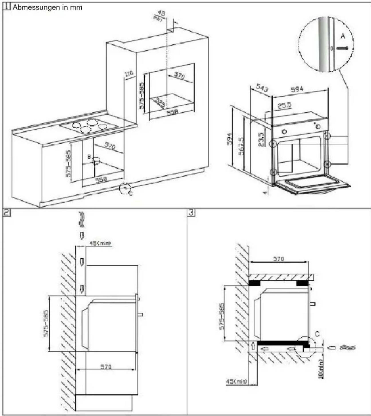 CATA GIGA 750 BK - Installation von Einbauöfen - 1