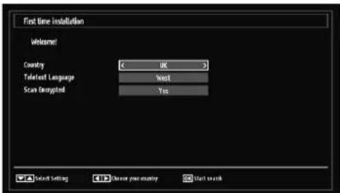 TECHWOOD VL37FHDT1101 - IMPORTANT: Ensure that the aerial is connected before switching on the TV for the first time installation. - 2