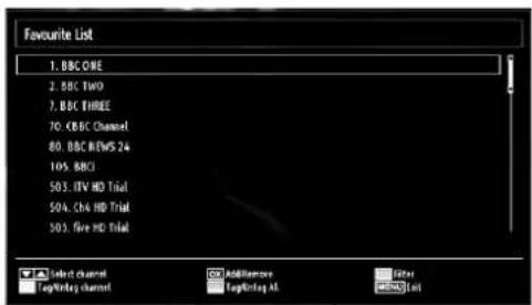 TECHWOOD VL37FHDT1101 - Managing Stations: Favourites - 1