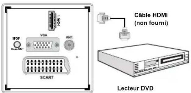 TECHWOOD TDVD19TN10 - Connexion du téléviseur à un lecteur de DVD via HDMI - 1