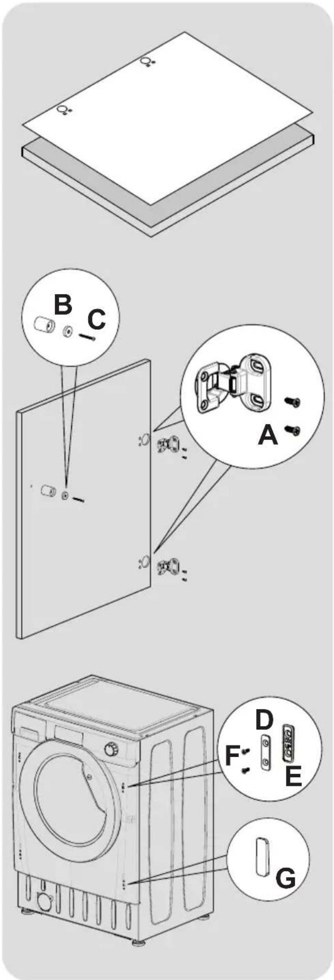 TEKA LI5 1280 - Instrucciones para el montaje de la puerta del mueble - 1