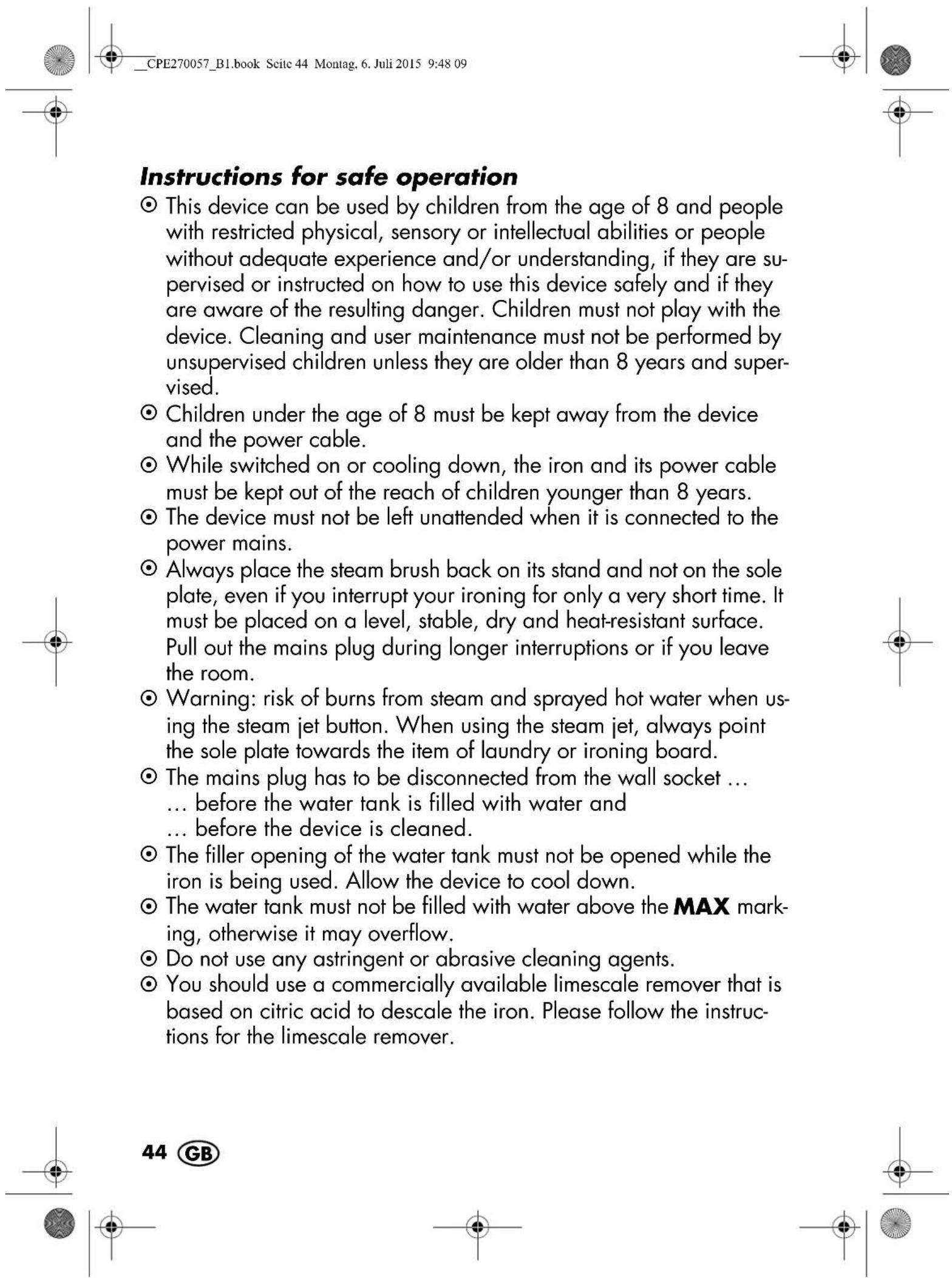 SILVERCREST SDRB 1000 C1 - Warnings - 2