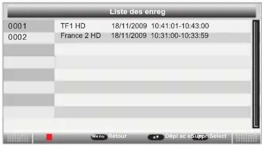 SCHNEIDER LD24SCH13BLU - Liste des émissions enregistrées - 2
