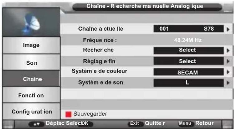 SCHNEIDER LED24SCP090HWDVD - Recherche manuelle des chaînes analogiques - 1