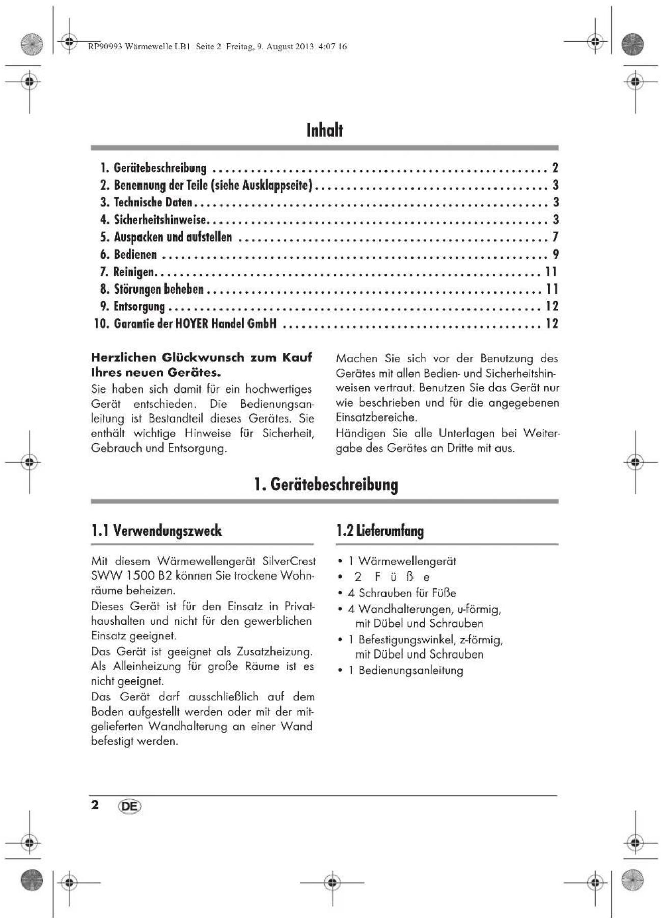 SILVERCREST SWW 1500 B2 - WARMTEGOLVEN-KACHEL - 3