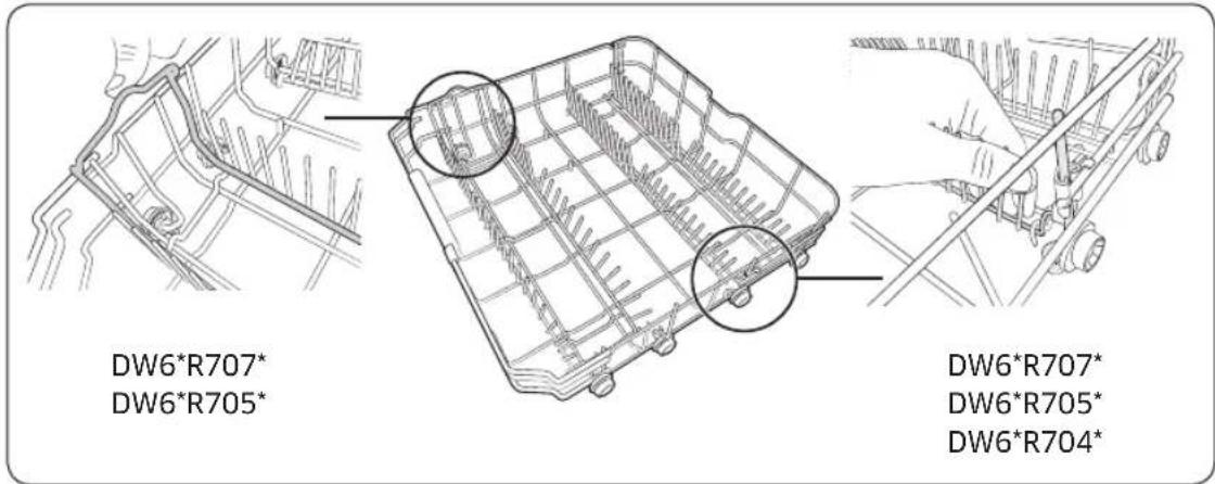 SAMSUNG DW60R7070UG - Using the folding tines - 1