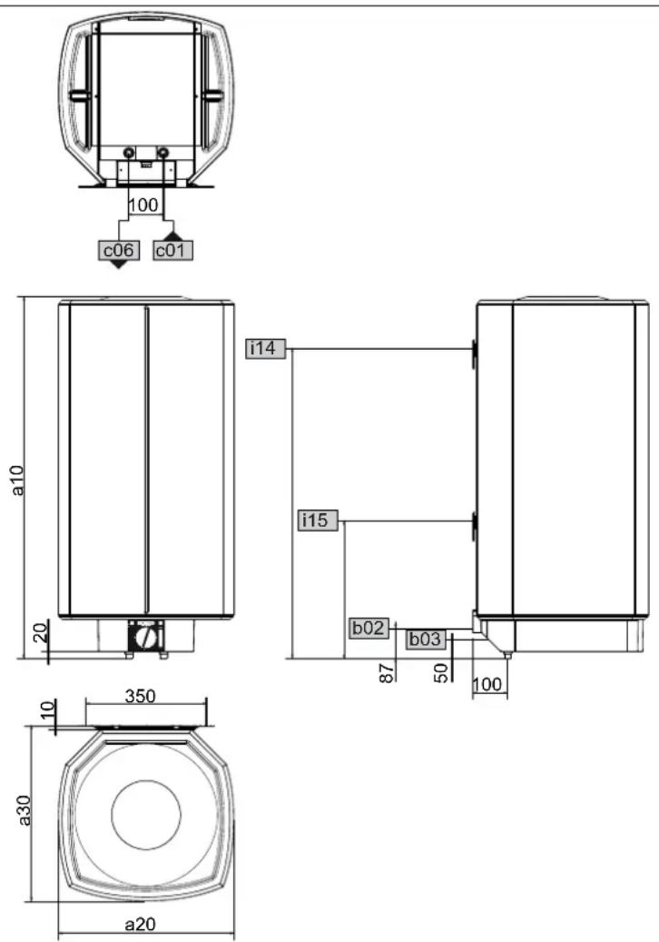 STIEBEL ELTRON SH 120 S - Cotes et raccordements - 1