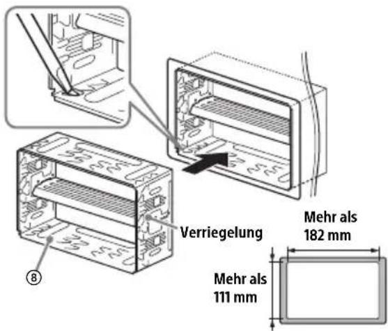 Verriegelung Mehr als 182 mm Mehr als 111 mm