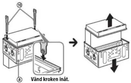 ⑩ ⑧ Vänd kroken inåt.